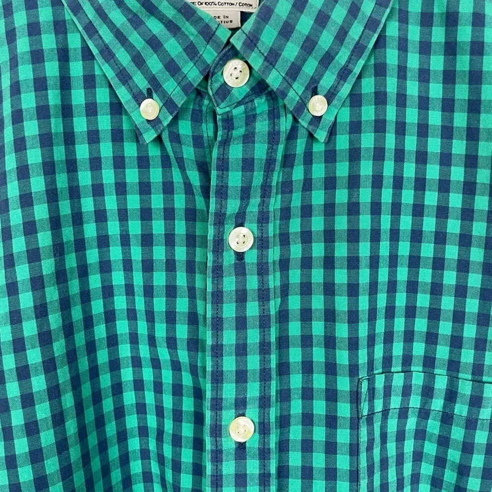J. Crew Green Blue Plaid Checked Slim Fit Button Up‎ Long Sleeve Collared Shirt